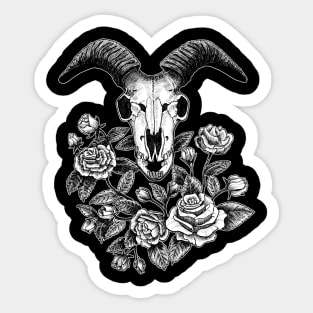 Goat Skull with Roses Sticker